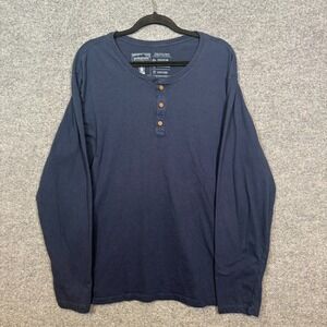 Patagonia Shirt‎ Mens 2XL XXL Blue Henley Long Sleeve Tshirt Organic Cotton Soft
